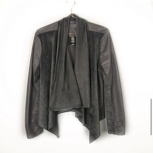 Blank NYC Faux Leather Moto Jacket Gray Size Large